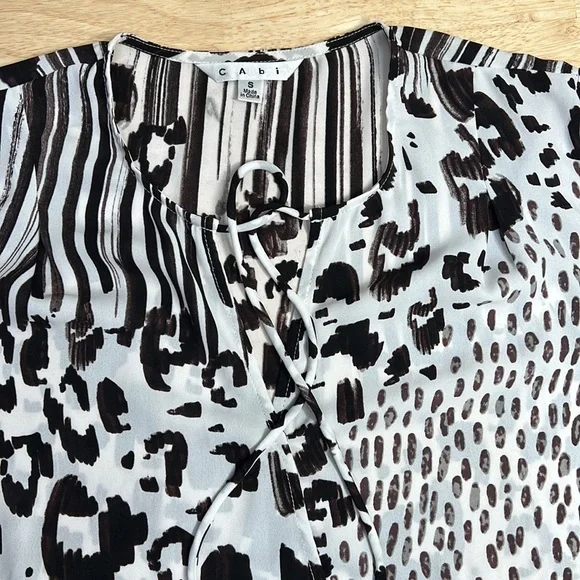 CAbi Animal Print Faux Wrap Scoop neck Long Sleeve Blouse - Picture 8 of 11